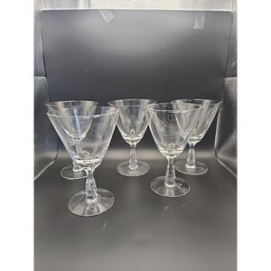 5‎ Fostoria PINE Etched 6" WATER GOBLET Glasses